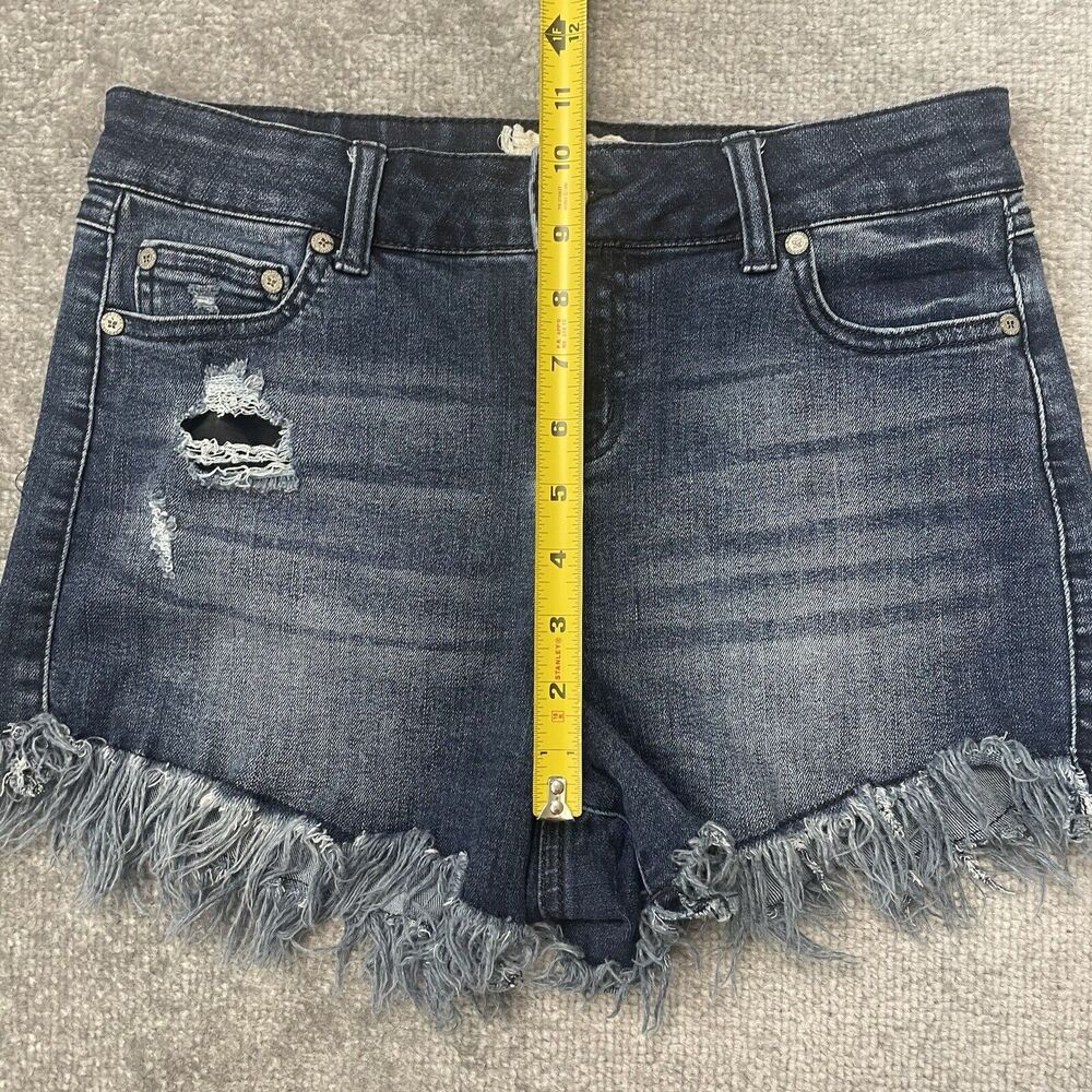 Altar'd State Shorts Womens 26/3 Blue Denim Jean Shorts Cut Off Fringe Stretch - Picture 4 of 6